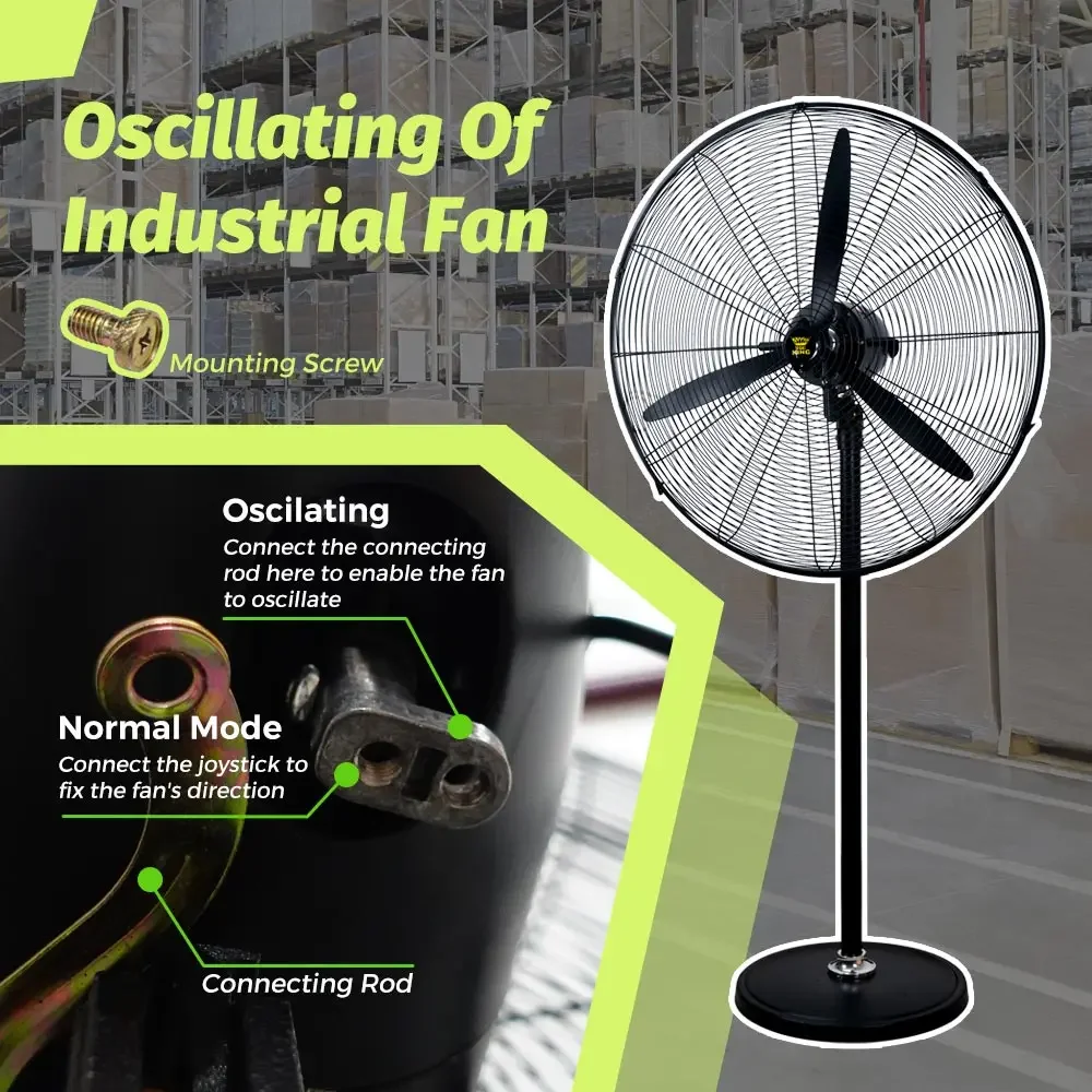 Metal Industrial Stand Fan, 3-Speed, 110-220V, 180 W(0.24hp) - detail 16