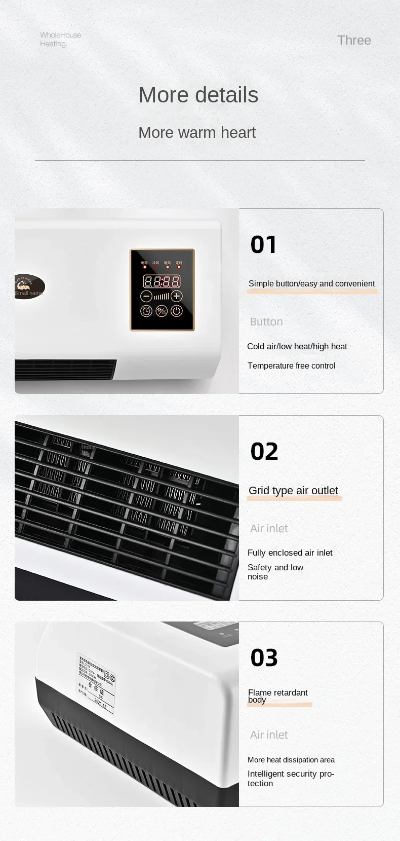 Wall-mounted Electric Heater, Plastic, 2000 W - detail 18