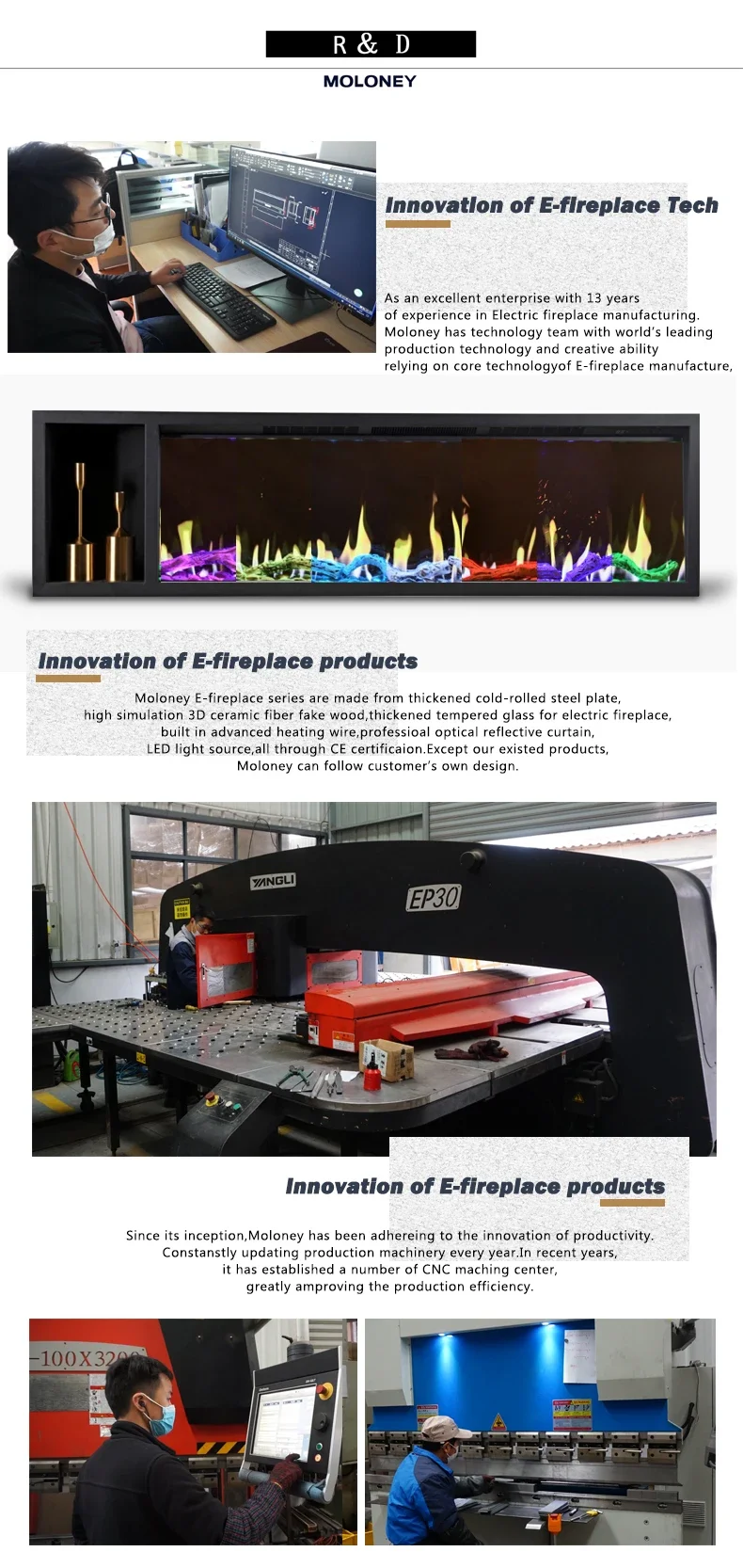 Electric Fireplace, 50inch, wall - detail 12