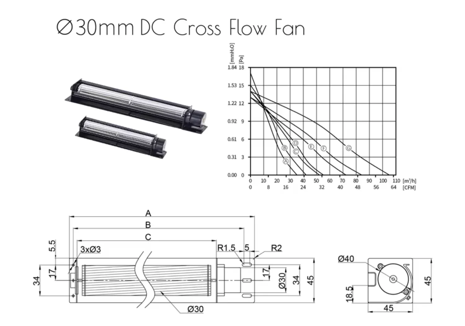 Lift Crossflow Fan, 12V, CFM/30 - detail 12