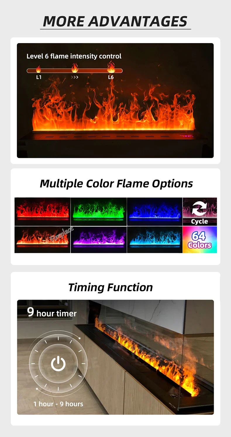 Electric Fireplace, 3D, Stainless Steel, Other Fireplaces - detail 10