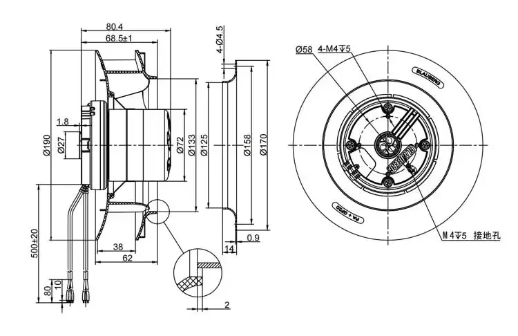 Radial Fan, 190mm, 220v, IP55, Centrifugal - detail 10