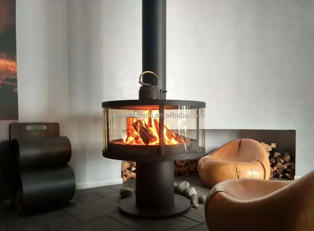 Suspended Wood-burning Stove, 50m, Steel, wood fireplace - detail 2