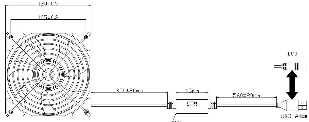 Waterproof Case Fan, 120mm, 3-Speed, 25mm - detail 22