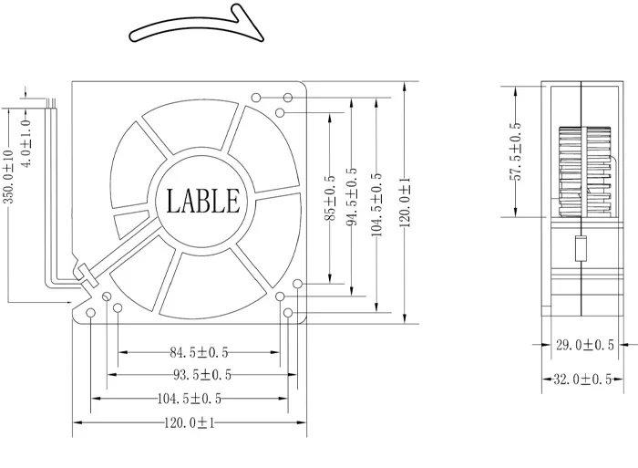 Radial Fan, 120mm, 12v, Centrifugal, 120x120x32mm - detail 8
