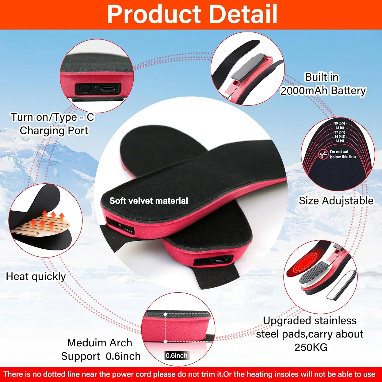 Winter Outdoor Foot Warmer, 1000ml., Mesh fabric - detail 6