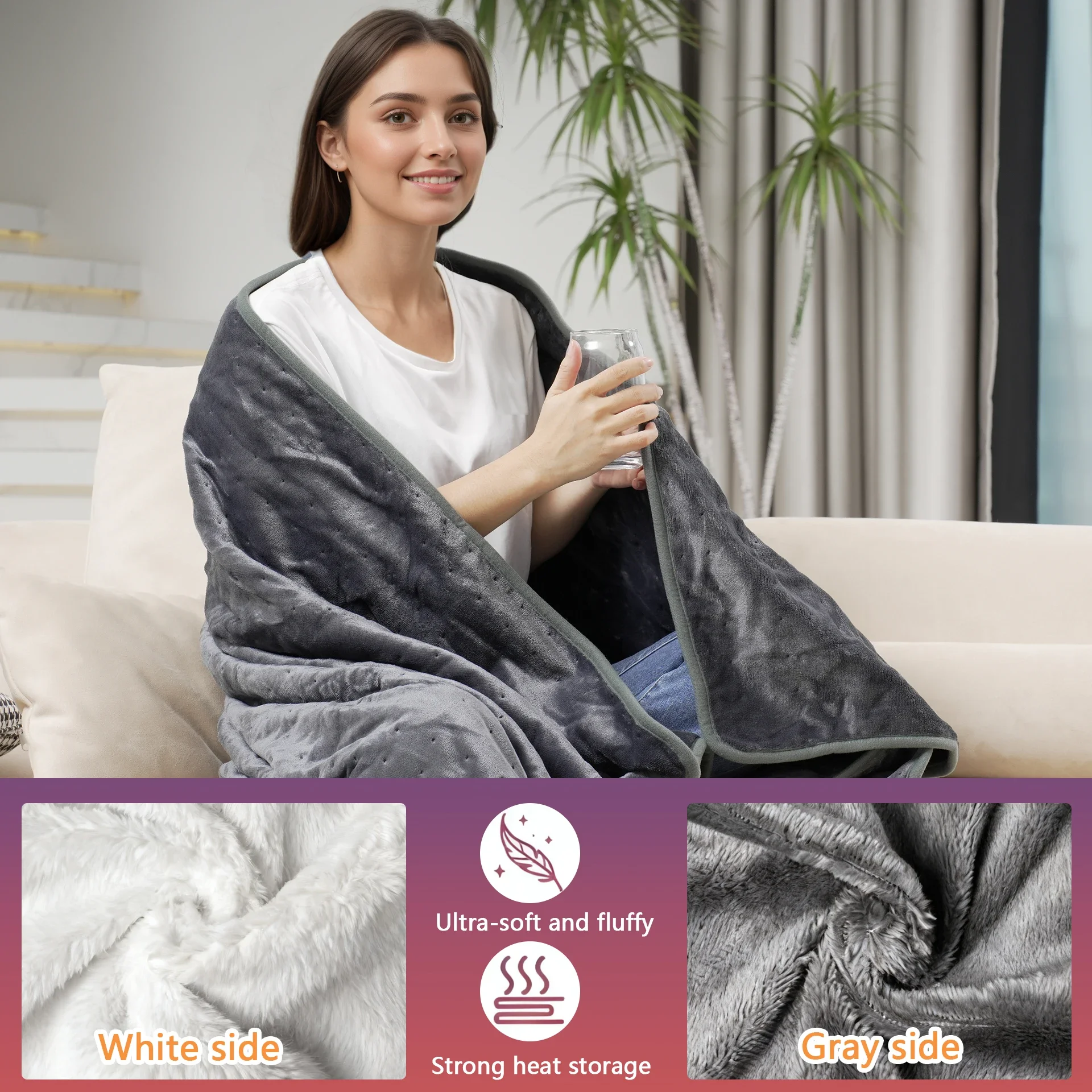 Shawl Electric Heating Blanket, 110 W(0.15hp), Flannel Fleece - detail 10