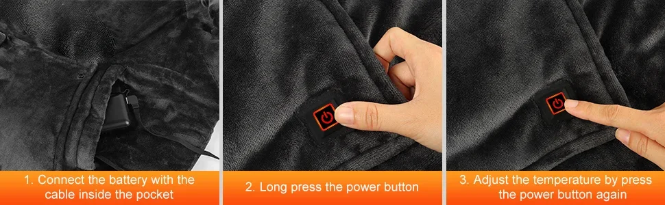 Electric Wearable Hooded Blanket, USB, flannel & sherpa - detail 16