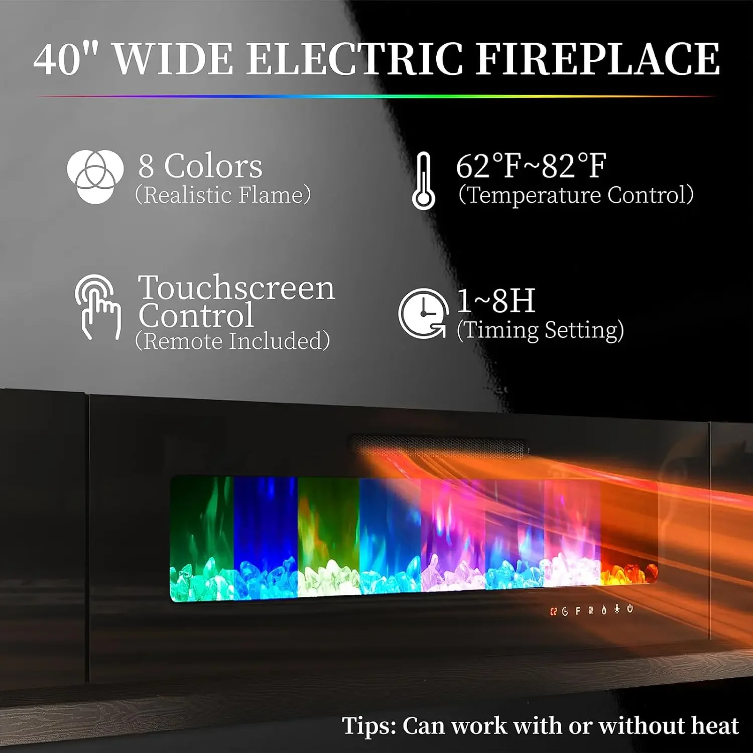 Stands with Electric Fireplace, 110V-240V, 750W - detail 4