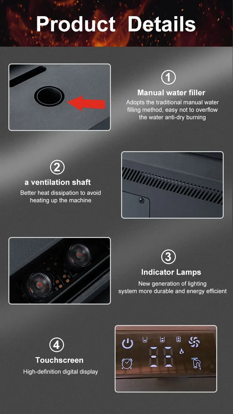 Electric Fireplace, 3D, 110-240V, 100W - detail 12