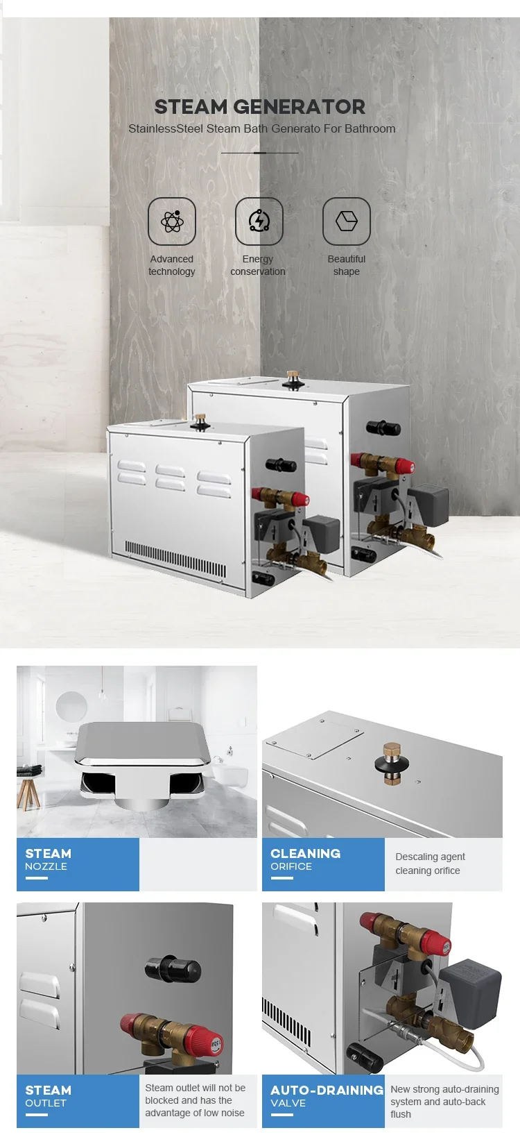 Steam Bath Generator, 3-21KW, Stainless, Steel - detail 10