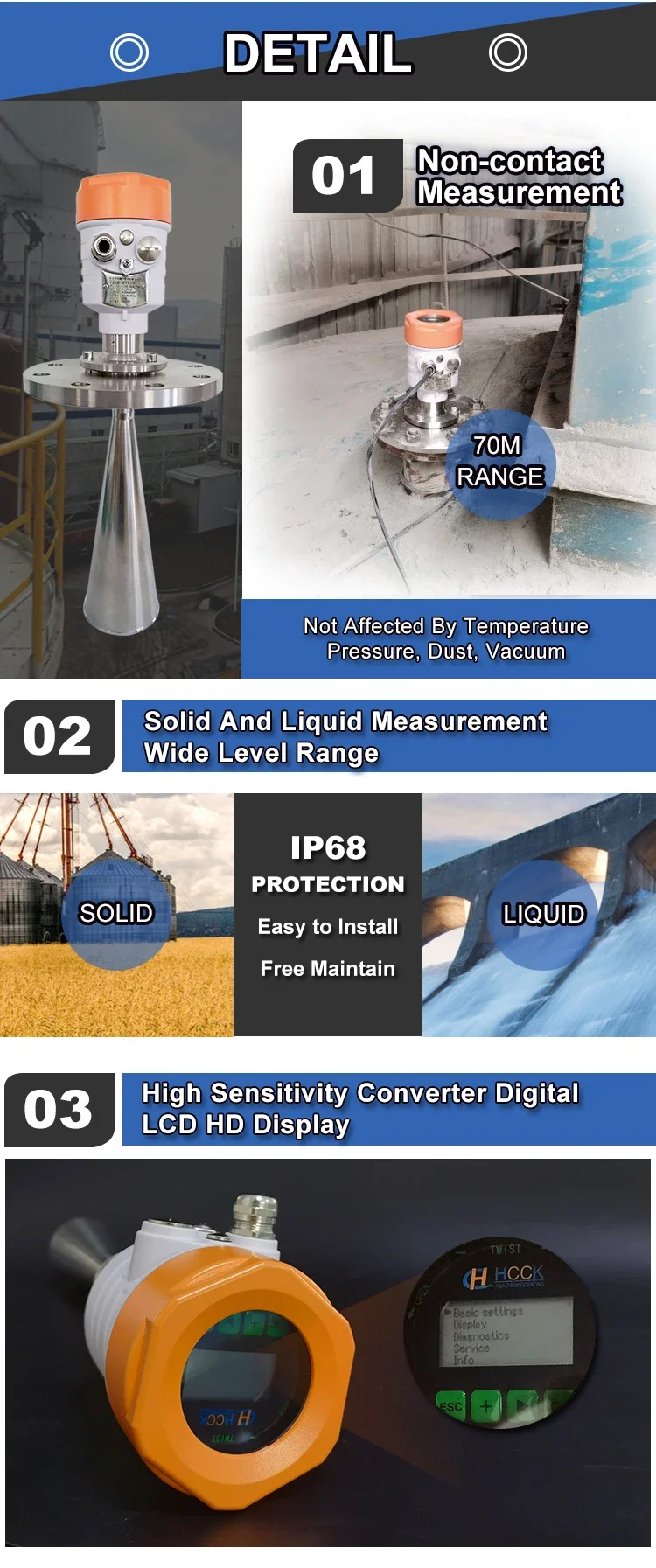 Radar Level Sensor Boiler, HCCK, Aluminum Alloy - detail 14