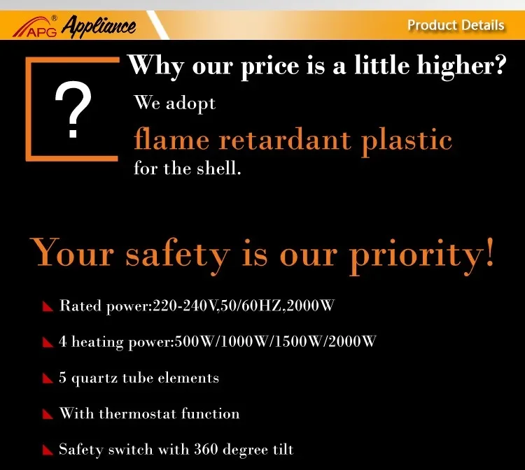 Electric Quartz Heater, APG, Plastic - detail 4