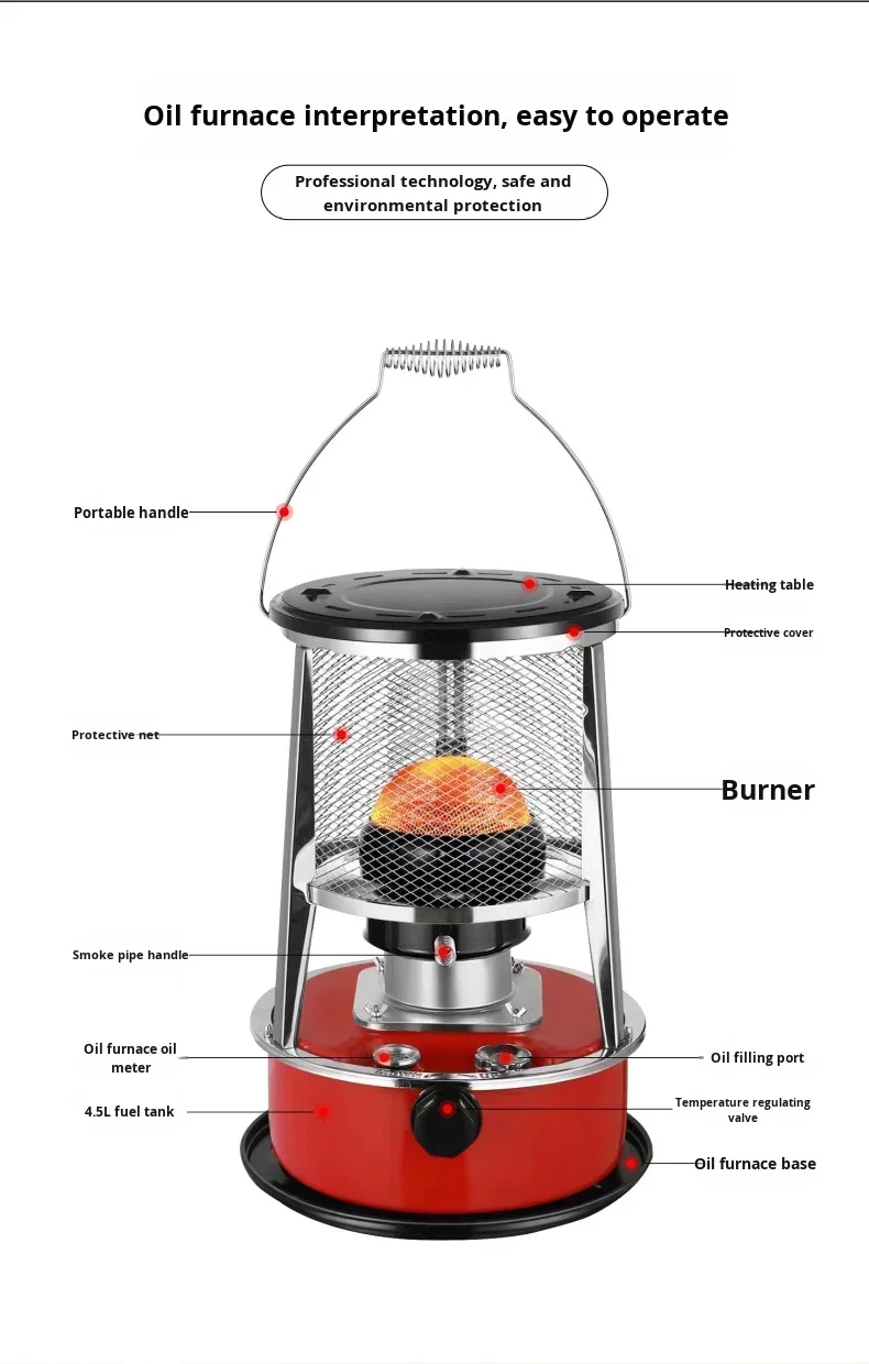 Steel Kerosene Heater, Stainless, H085-5KG, Portable - detail 12
