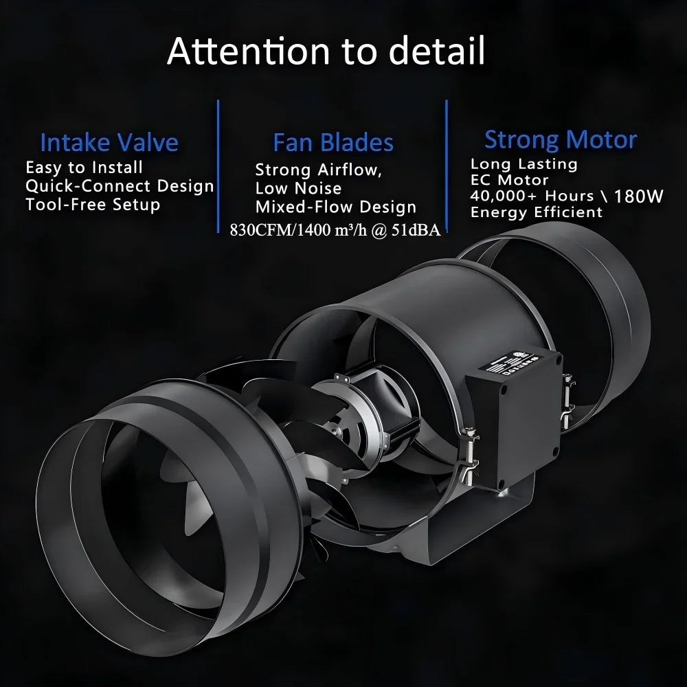 Inline Duct Fan, BAVAGREEN, 200mm - detail 10
