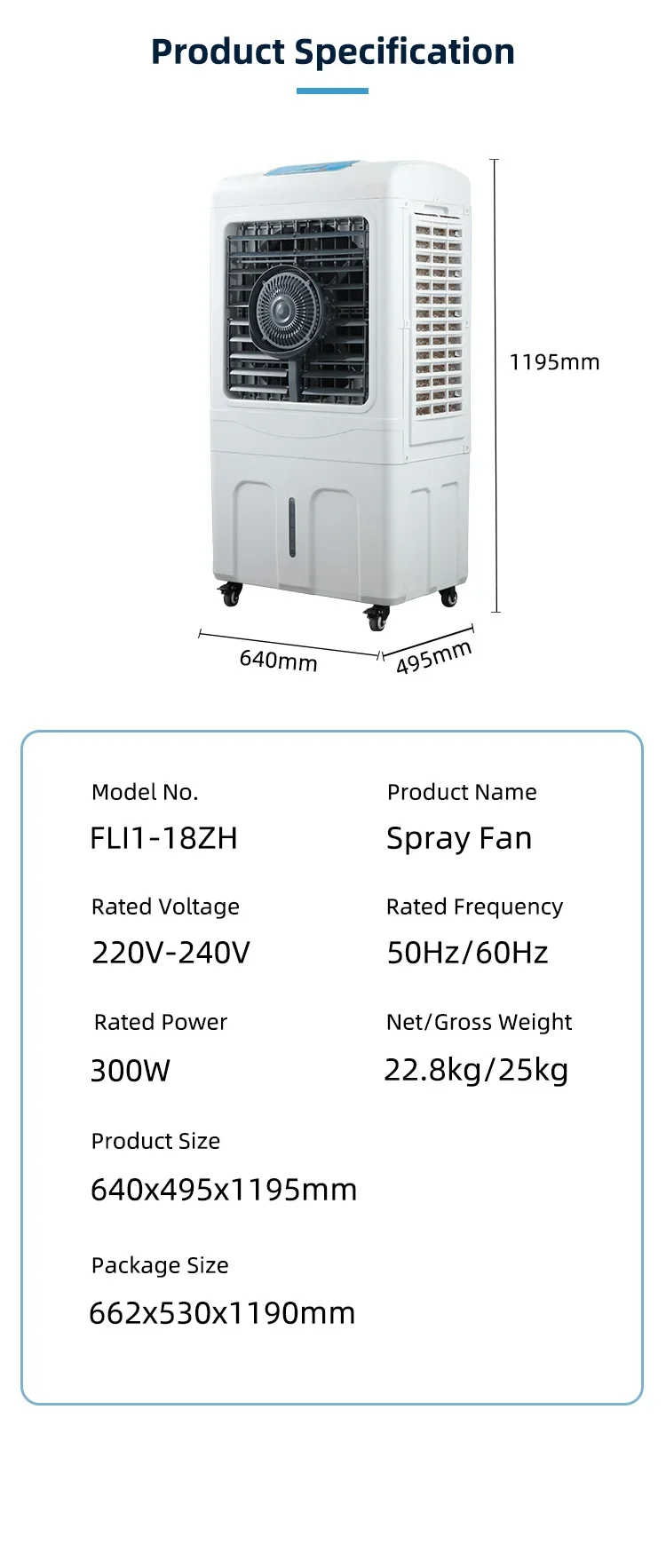 Misting Air Cooler, 110V-240V, 300 W(0.40hp) - detail 20