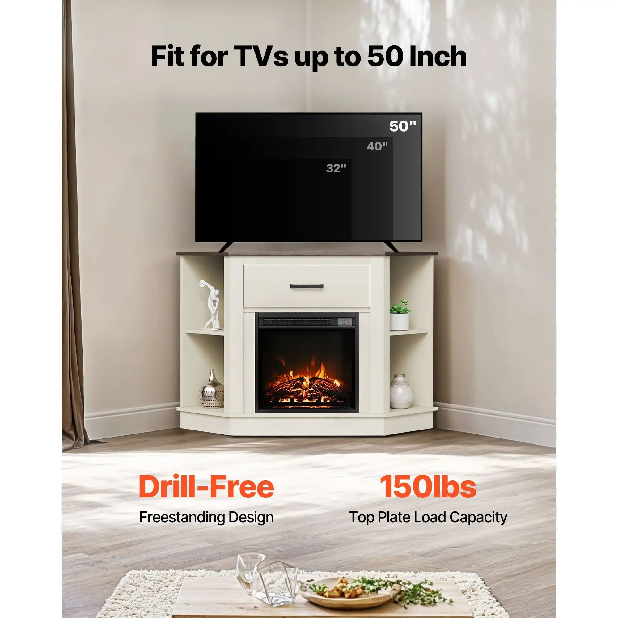 Led Fireplace, 50-Inch, Wood - detail 4