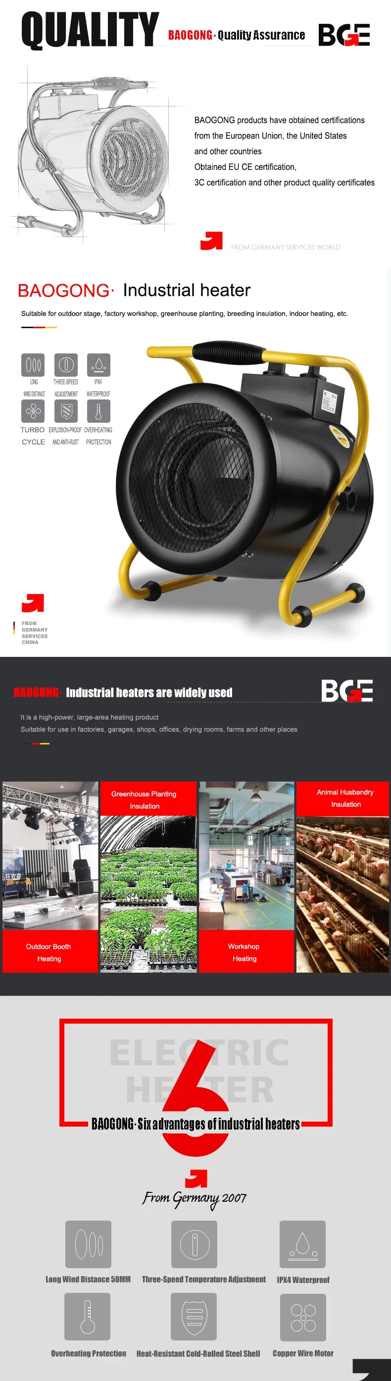 High Power Industrial Heater, Portable, 3KW - detail 16