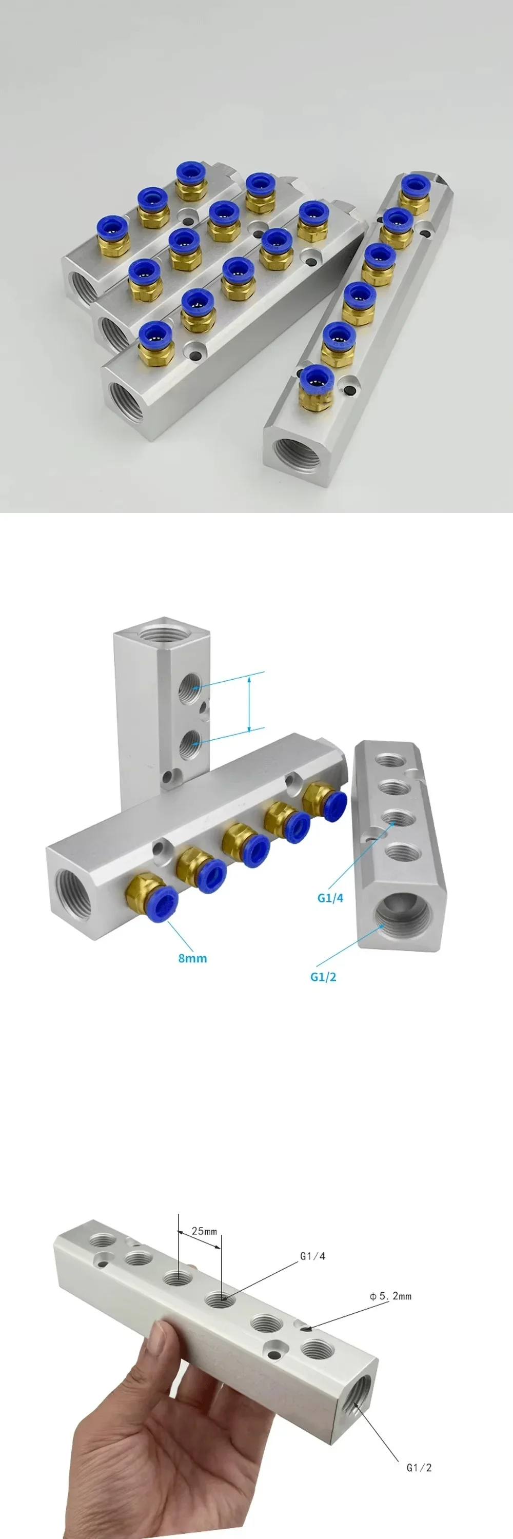 Quick Plug Connector, BSP, 30x30mm, G1/2, Aluminum - detail 2