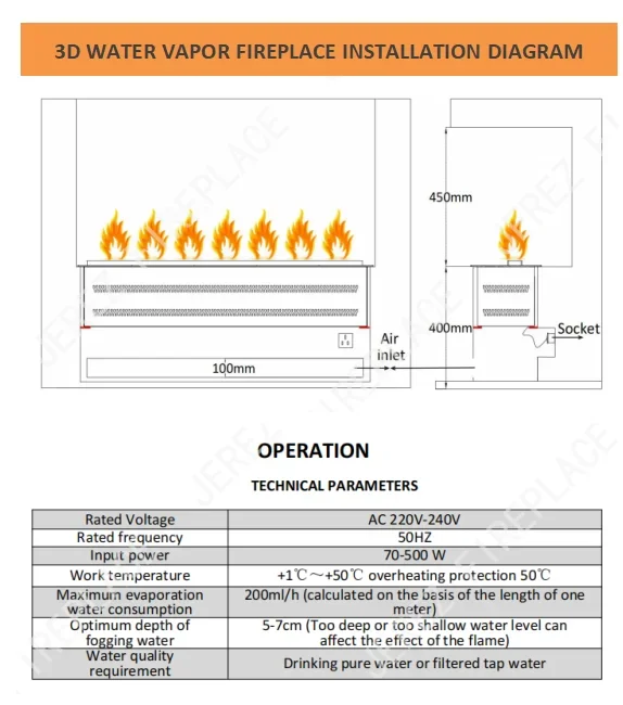 Electric Fireplace, Wall, 3D - detail 50