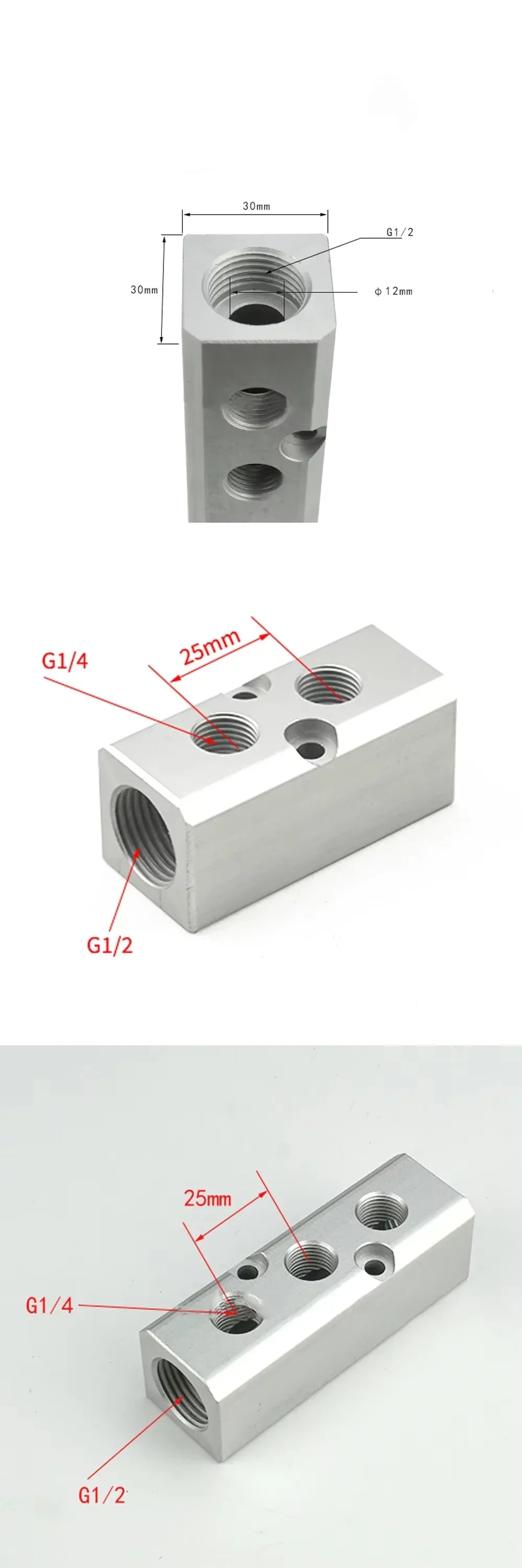 Quick Plug Connector, BSP, 30x30mm, G1/2, Aluminum - detail 4