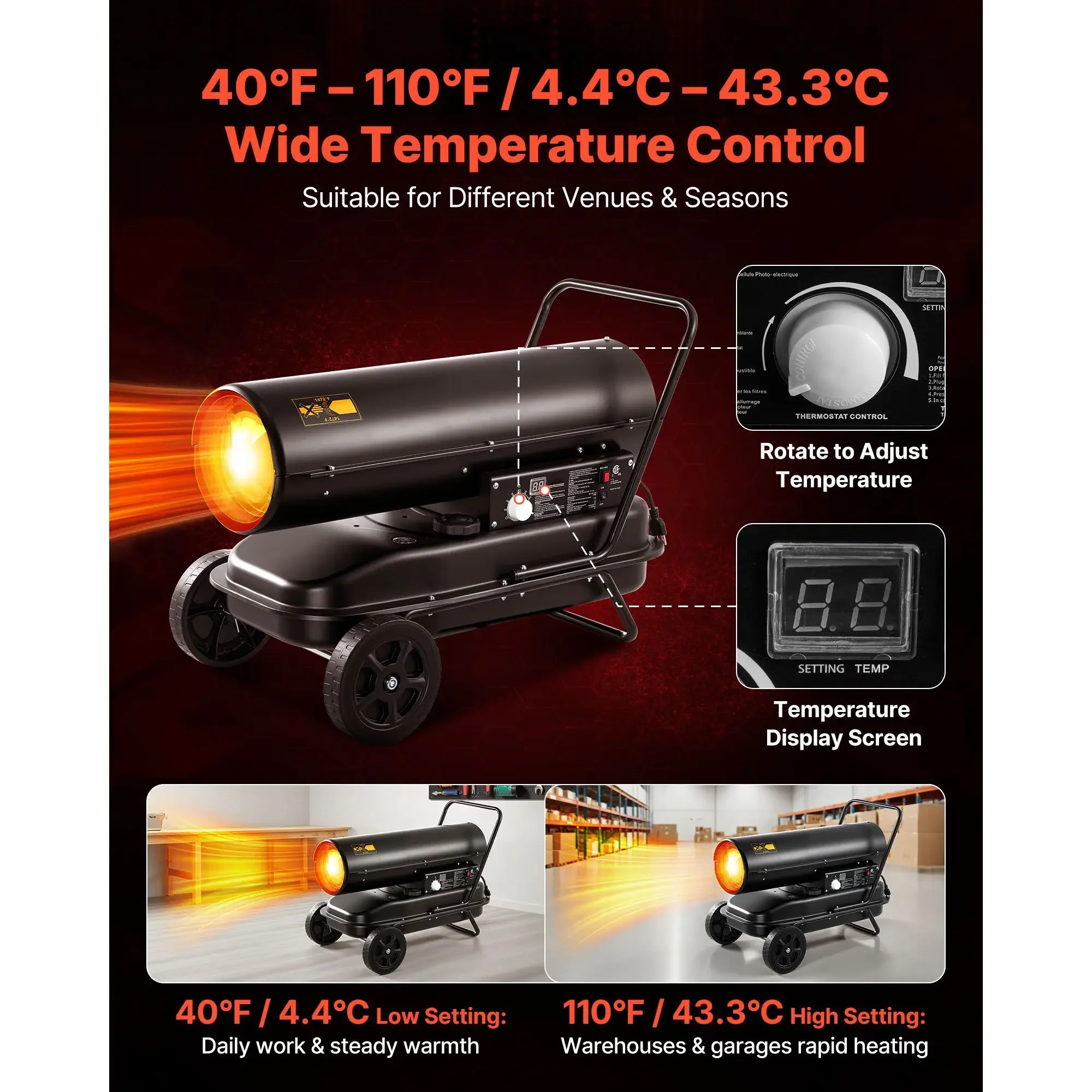 Portable Torpedo Space Heater, 125000, BTU - detail 6