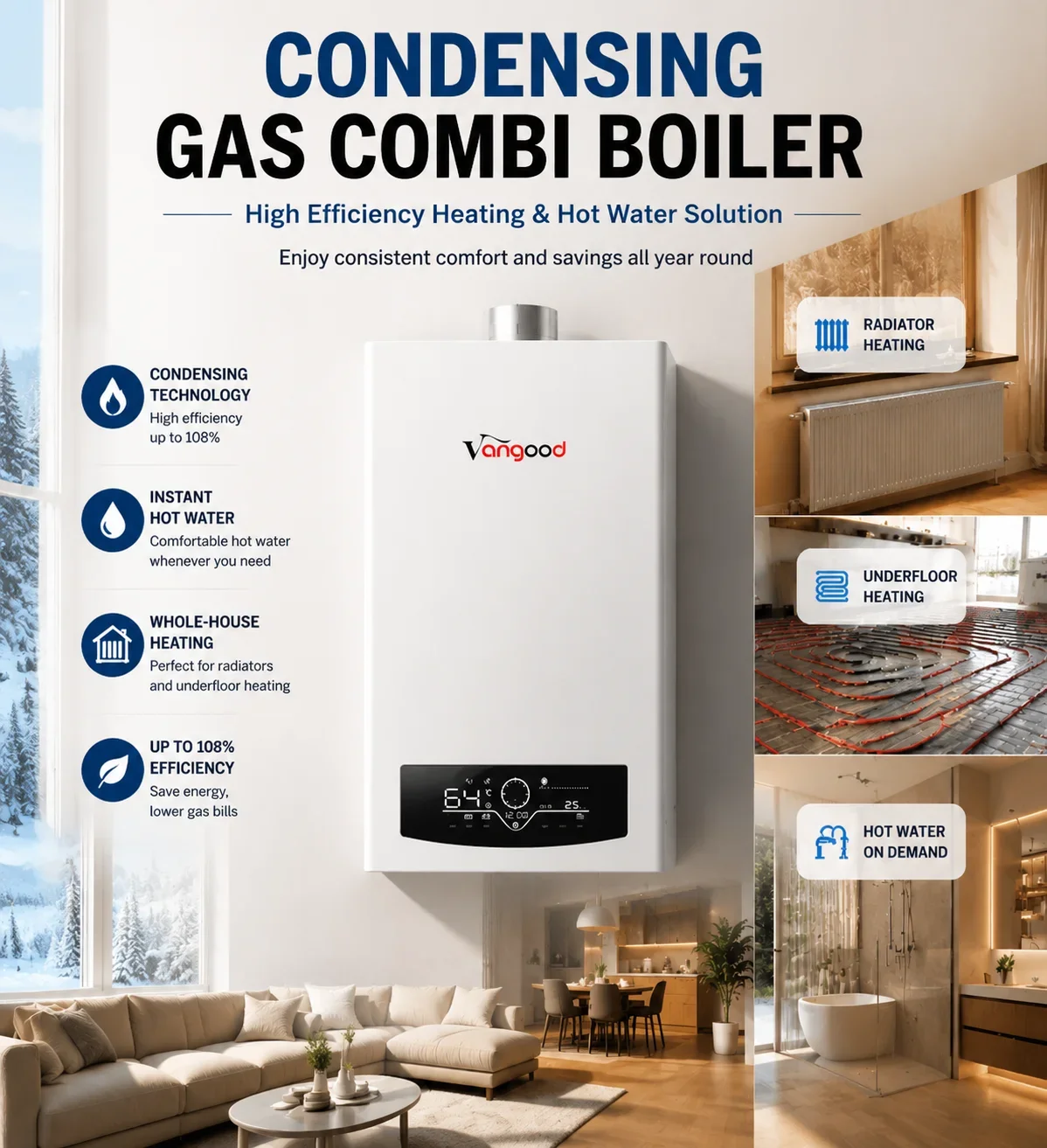 Natural Gas Combi Boiler, Wall, 24000, ISO CE - detail 2