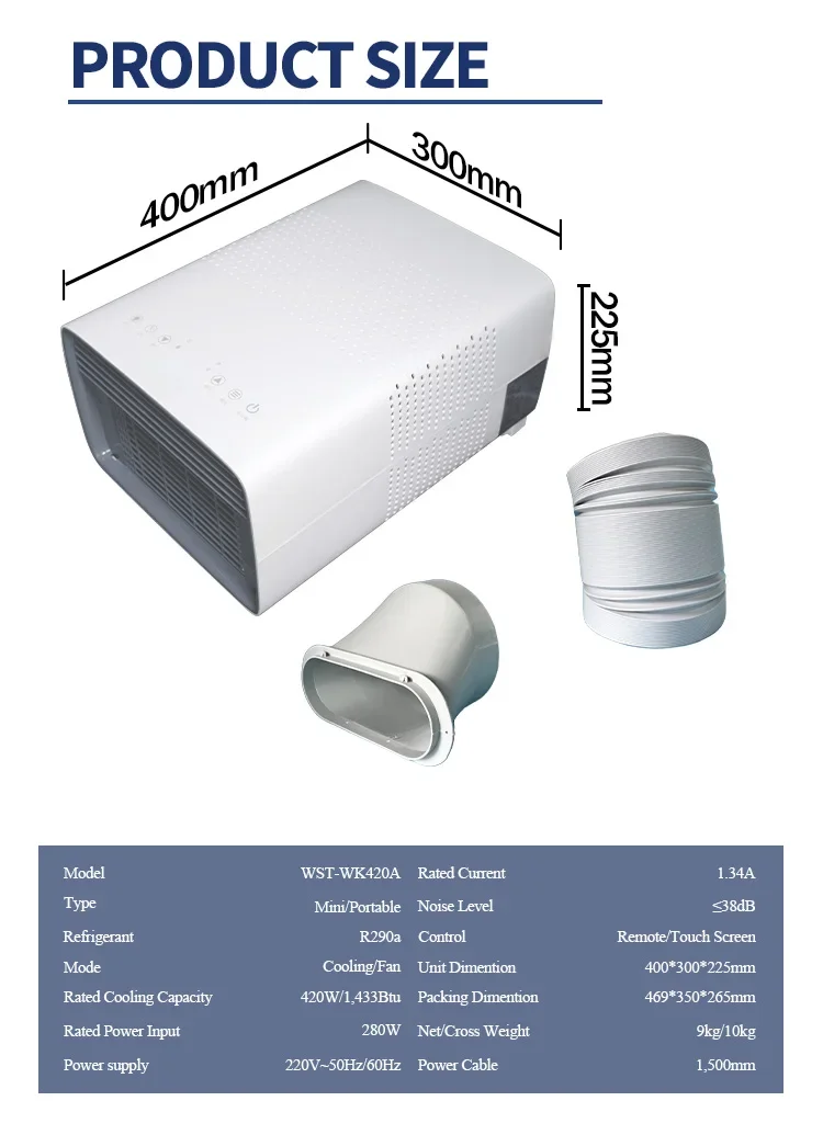 Portable Air Conditioner, 220V, R410a, 420W, 280W - detail 20