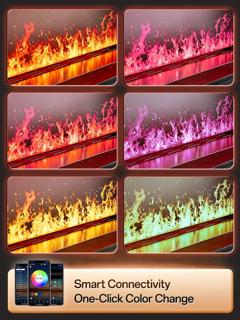 Electric Fireplace, 3D, LED, Steel - detail 30