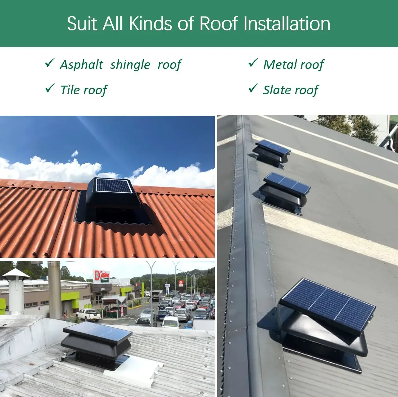 Solar Attic Vent Fan, 25W-60W, Brushless, Roof - detail 30