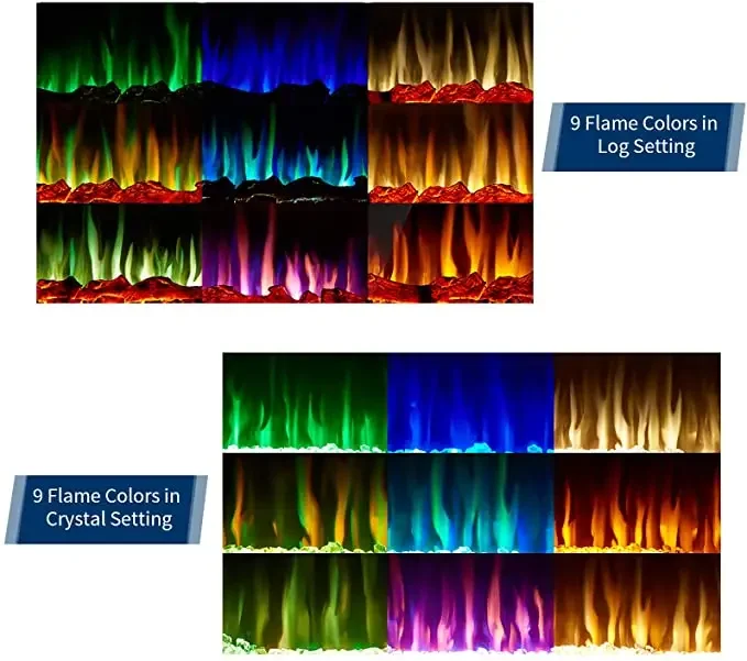 Electric Fireplace, Wall, 750~1500W, Steel+Glass - detail 16