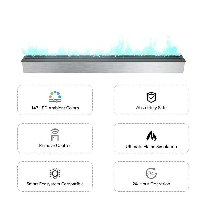 Vapor Steam Mist Fireplace, Steel, 1250mm, 3D - detail 10