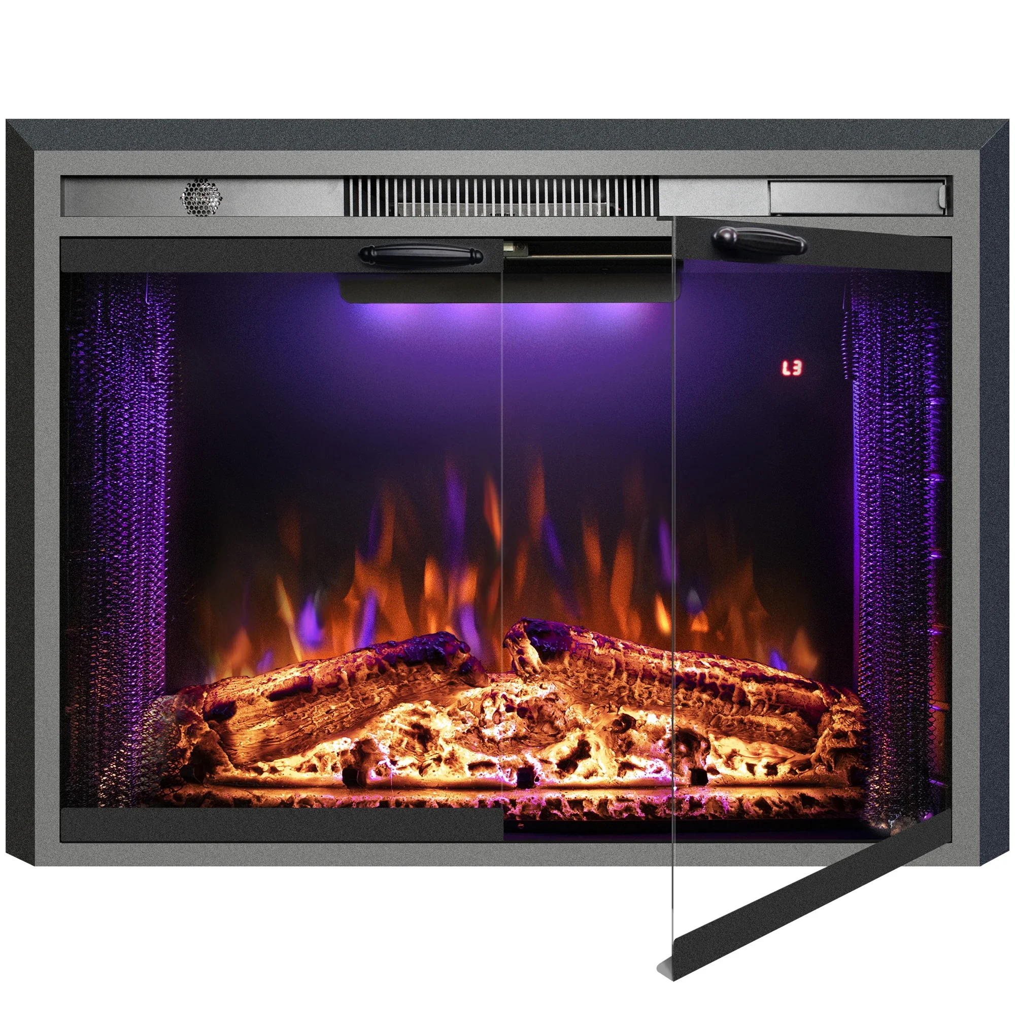 Electric Fireplace, 30-Inch, 750W, Metal+glass - detail 4
