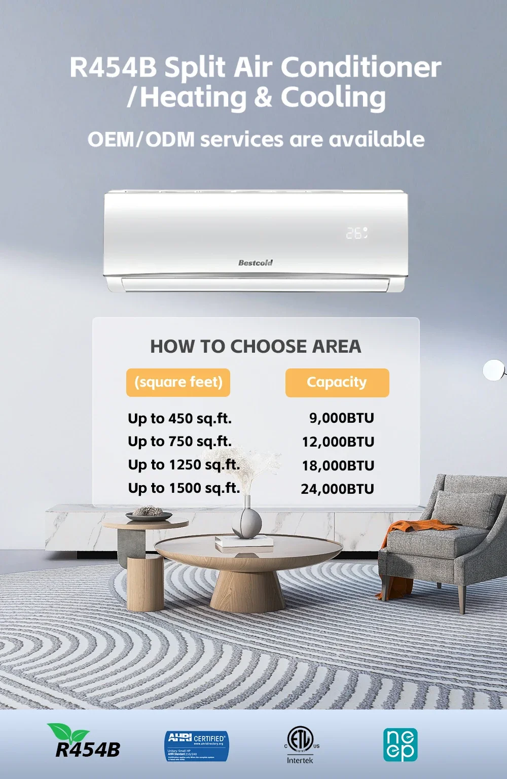 Smart Air Conditioner, R454B, 9000-36000btu, Inverter - detail 2