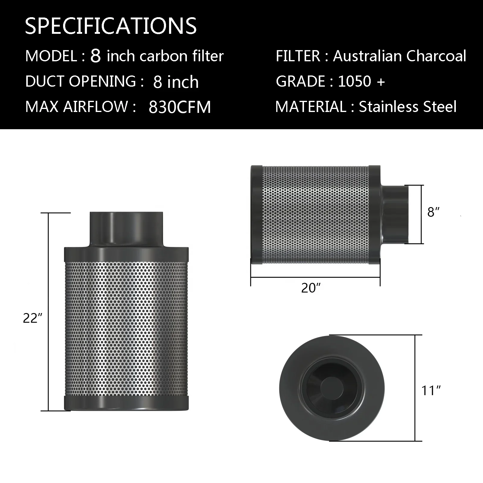 Duct Fan, 830, CFM, Aluminum - detail 10