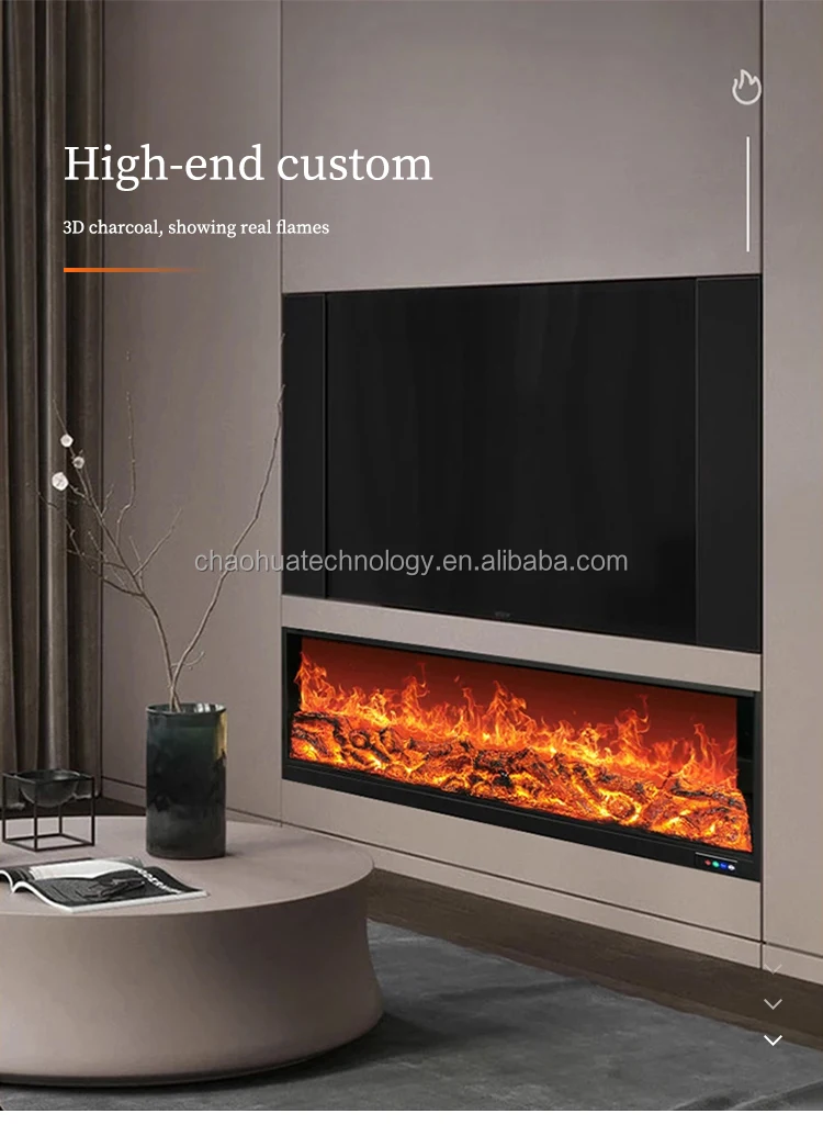 Electric Fireplace, LED, 500-1500W, Glass - detail 4