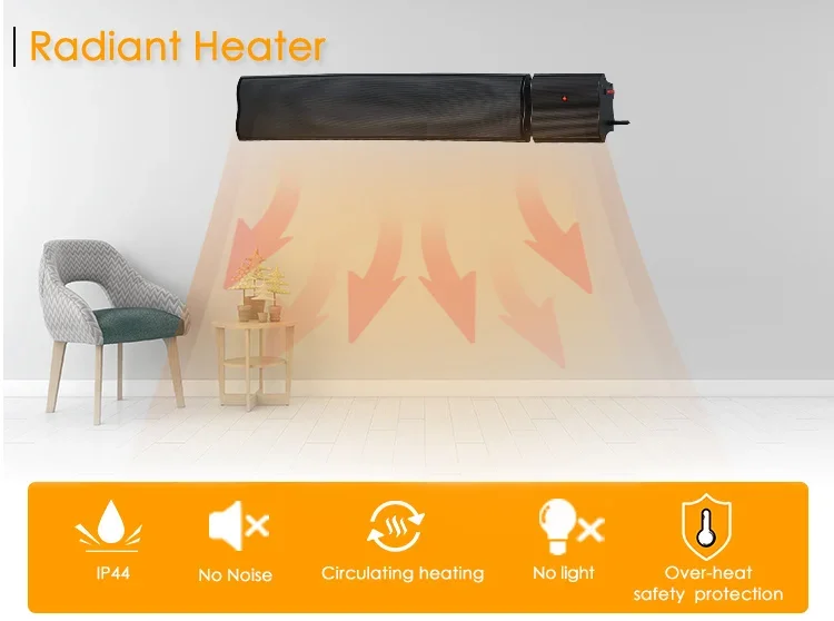 Wall-mounted Electric Heater, 2400W, 2400 W, Metal - detail 4