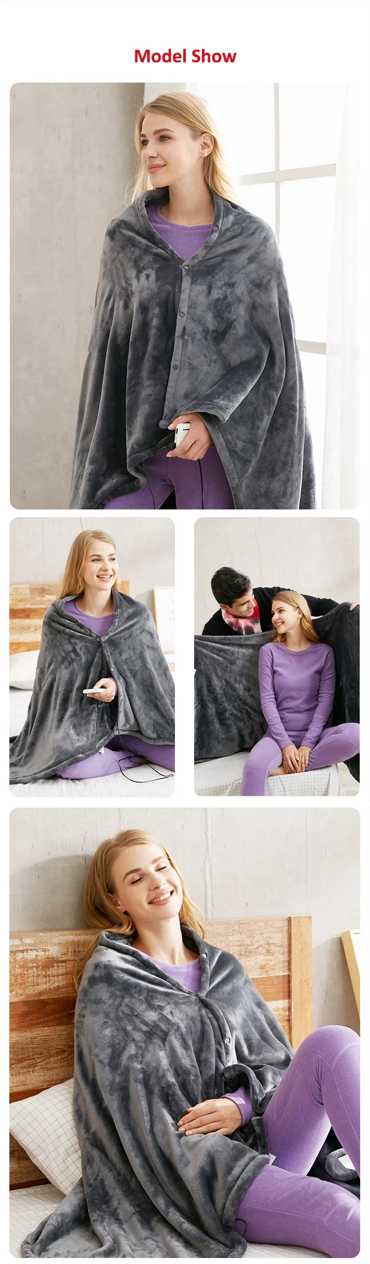 Heating Shawl Electric Blanket, Portable, Flannel - detail 18