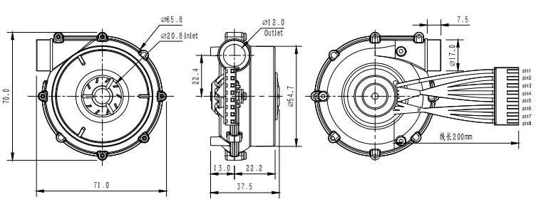 Brushless Fan, 70mm, 6.5kPa, 25.5m3/h, 24V - detail 12