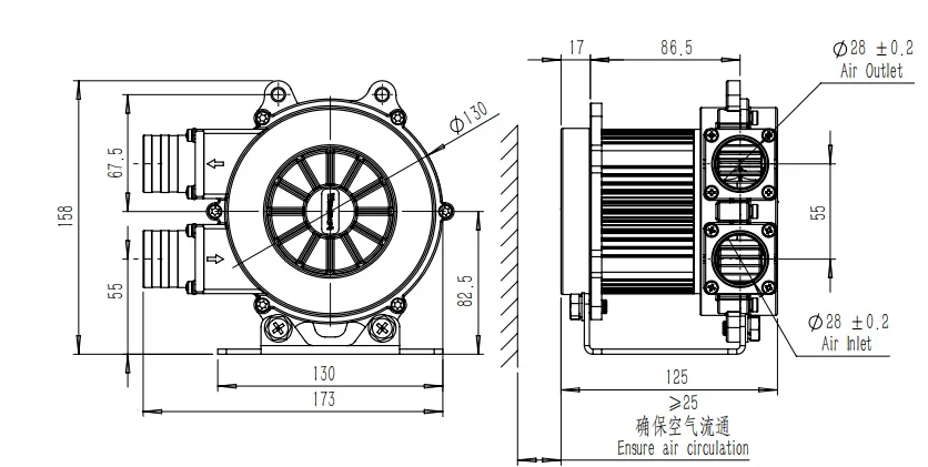 Flow Mini Turbo Blower, 40kpa, 92M3/h, Brushless, 10kw - detail 6