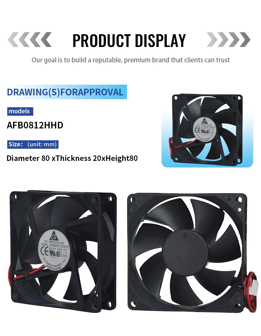 Support Industrial Cooling Fan, AFB0812HHD, 8020, 12V, 0.26A - detail 6