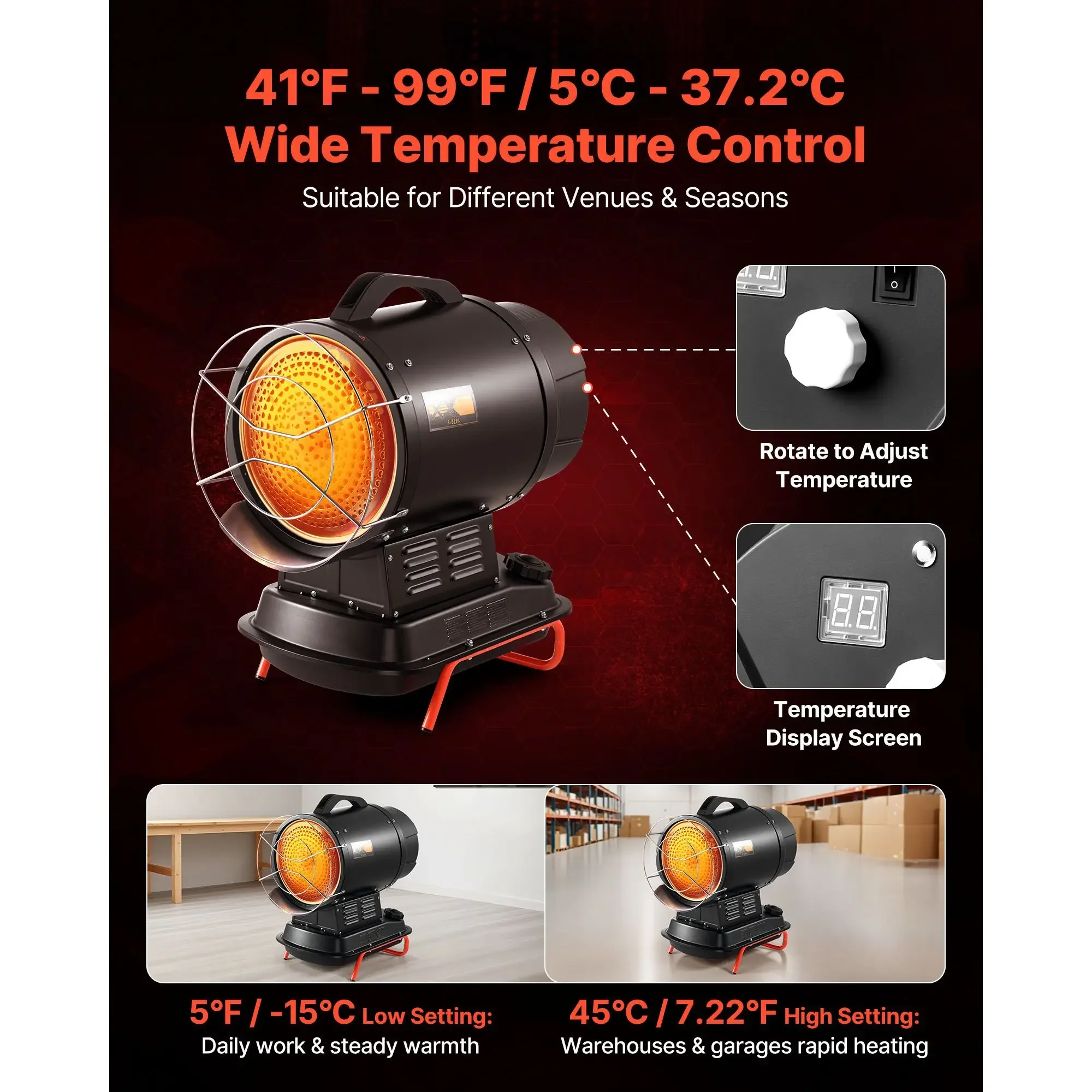 Portable Industrial Space Heater, 125000, BTU - detail 6