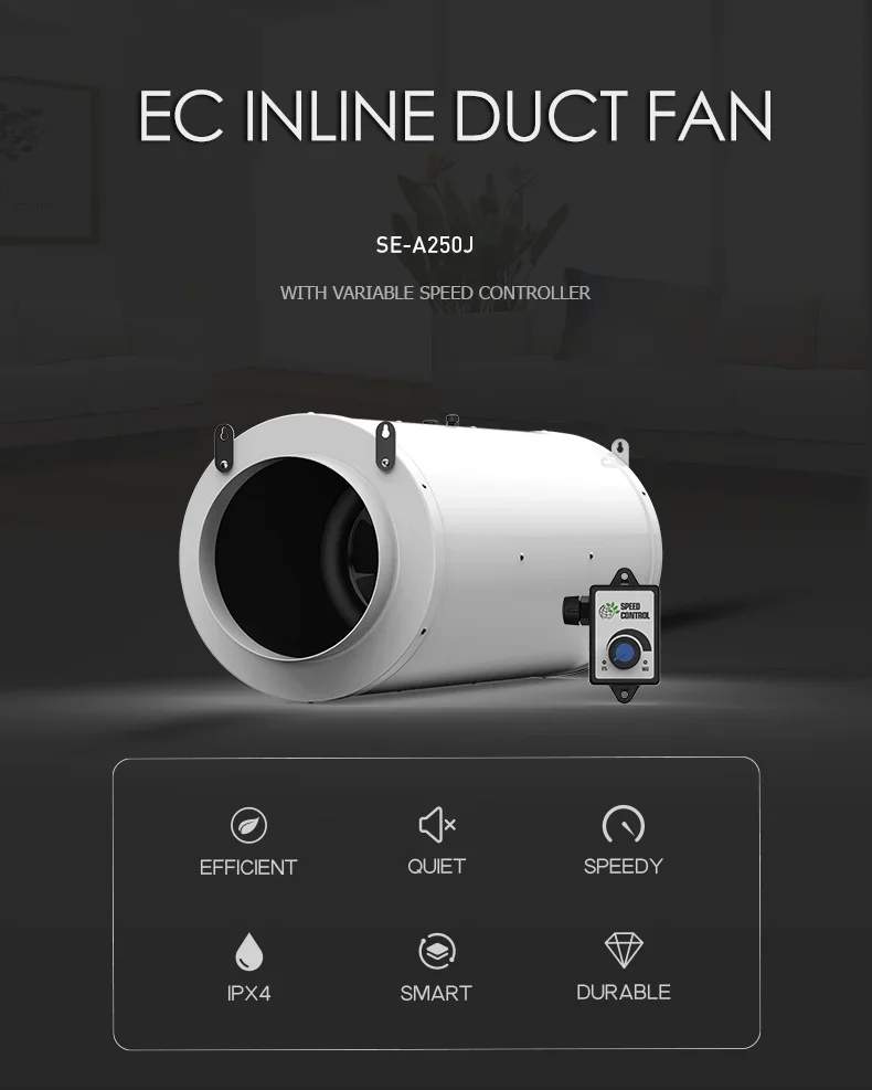 Air Pressure Inline Fan, 250mm, 110V, Plastic - detail 2