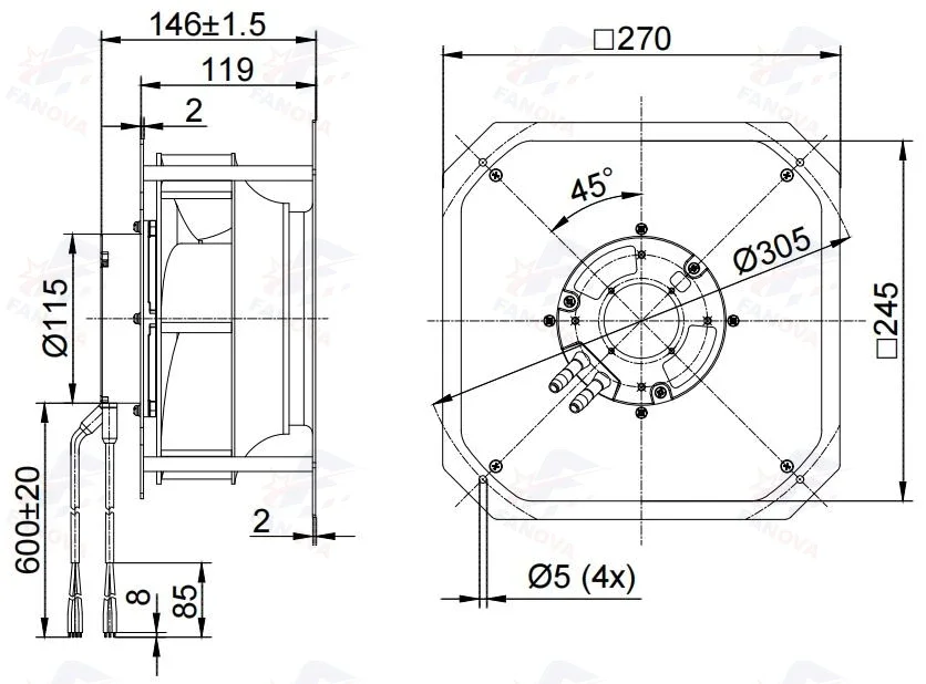 Centrifugal Fan, 225mm, 230V, Radial - detail 20