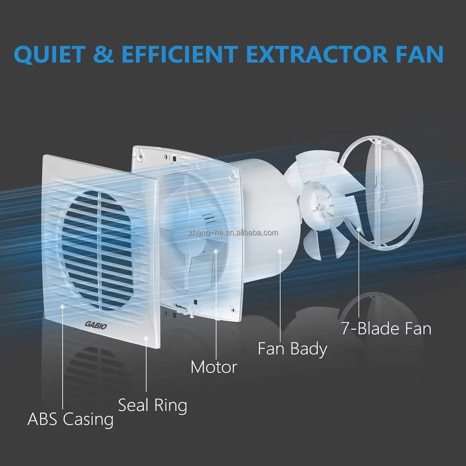 Wall & Window Mounted Exhaust Fan, 220V 2400rpm, Dual Ball Bearing - detail 6