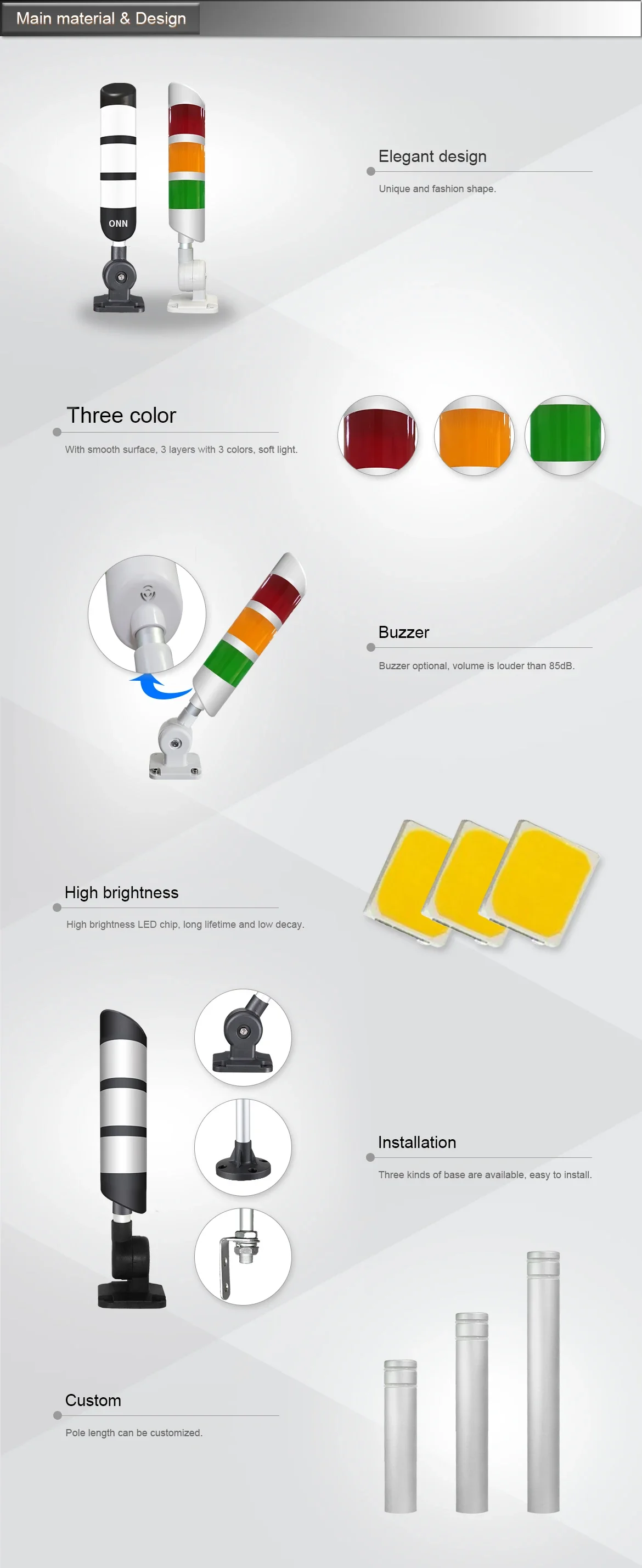 Led Signal Tower, ONN-M4-50S, 1.4W for each color - detail 4