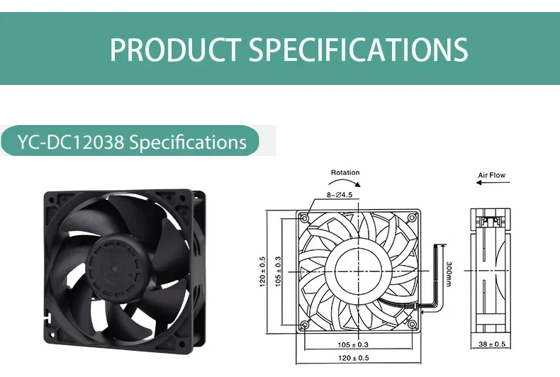 Silent Pwm Cooling Fan, 12038, 120mm, 12V, 24V - detail 2