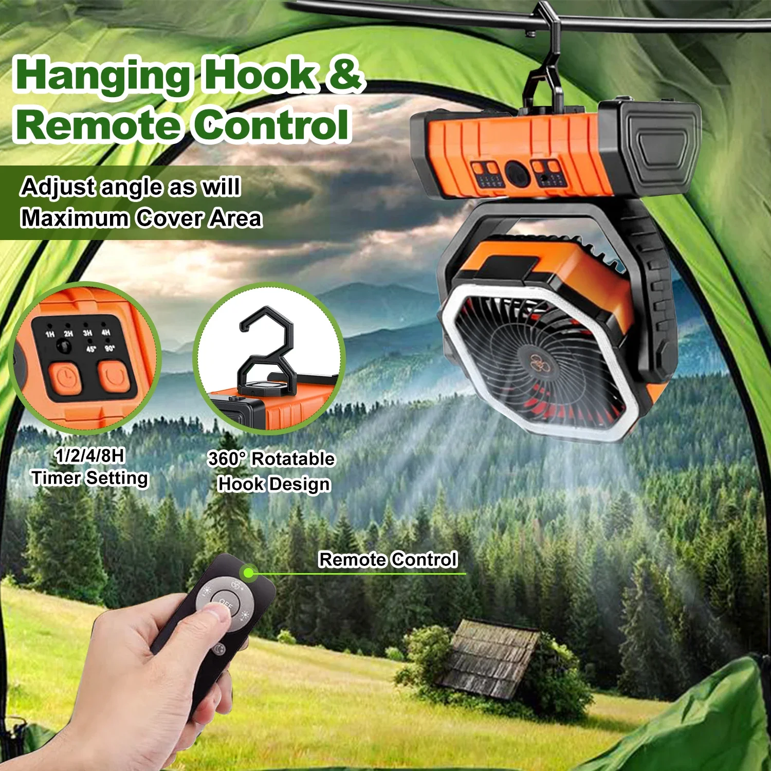 Ventilador Camping Fan, F6, 20000mAh, Portable, LED - detail 6