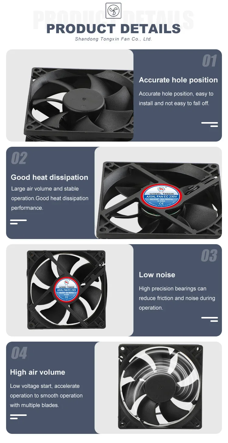 Axial Fan, 110V, 220V, 92x92x25mm - detail 6