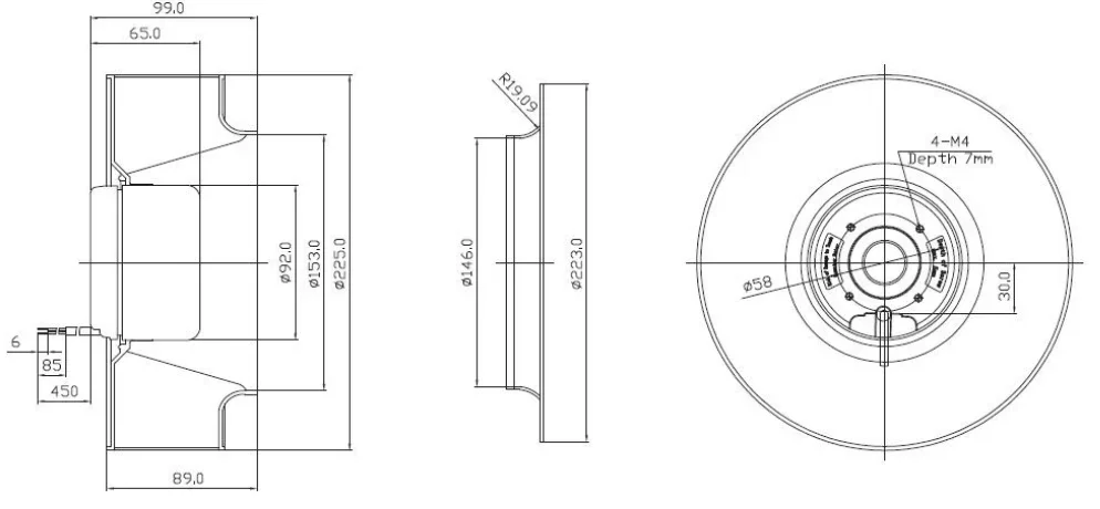 Centrifugal Fan, 24V, 100W, 2600RPM, 225mm - detail 10